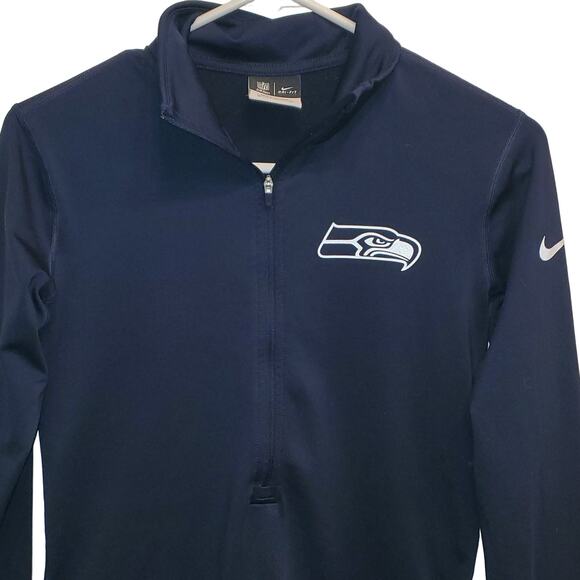 Nike Dri-Fit NFL Team Apparel Seahawks 1/2 Zip Long Sleeve Size Medium - Picture 3 of 7